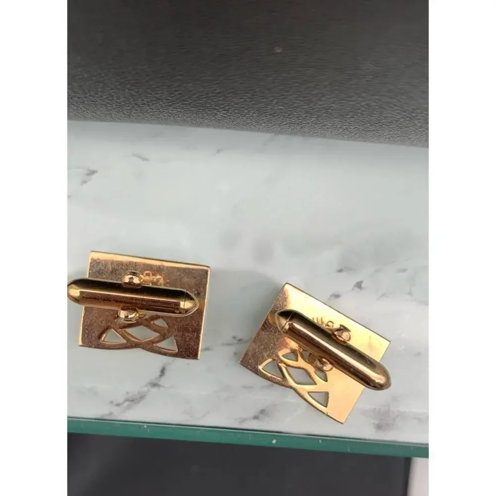 Vintage Swank Gold Tone MCM Mid Century Modern Cufflinks Signed